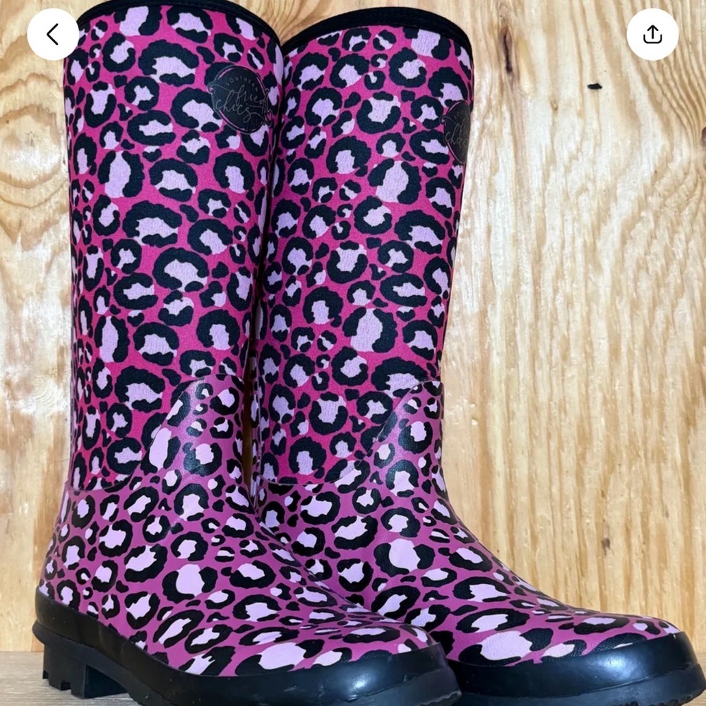 Stylish Pink Leopard Women's Rain Boots